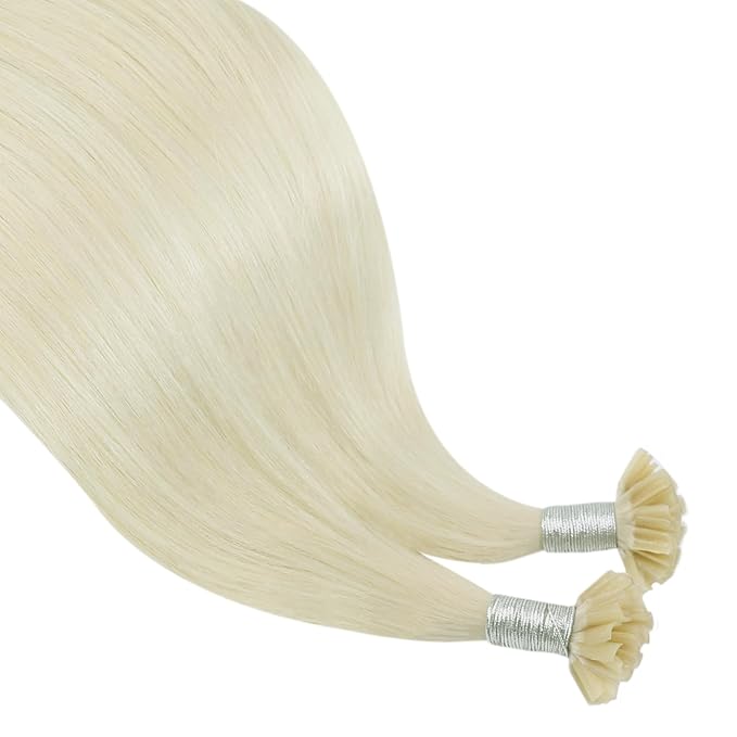 YoungSee U Tips Hair Extensions Real Human Hair Blonde Utip Real Hair Extensions Platinum Blonde 20 Inch K Tips Hair Extension Human Hair Hot Fusion Ktip Extension For Women 1G/S 50G