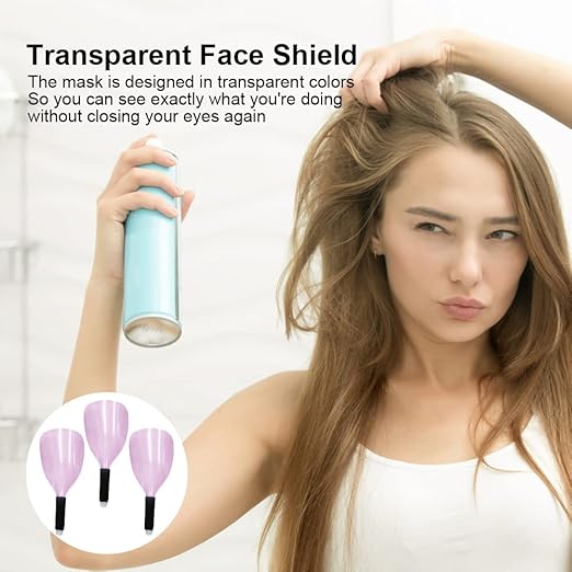 Saycker 3Pcs Face Shield for Hairspray,Plastic Barber Face Shield,Handheld Hairspray Face Shields,Reusable Face Protective Cover for Hairdressing Hair Stylist Cutting Dust Makeup Protector (Pink)