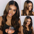 KLAIYI Pre Everything 13x4 Glueless Wig Ombre Brown Body Wave Pre Cut Lace Front Wigs Human Hair Pre Plucked Pre Bleached Wear and Go Wig with Dark Roots 12A Highlight Balayage 3S Ready To Wear 26Inch