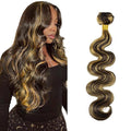 Highlight Bundles Human Hair Blonde Body Wave Bundles 26 Inch Niegmeag Brazilian Virgin Soft and Silky Remy Hair Extensions 2 Tone Black and Honey Blonde Bundle