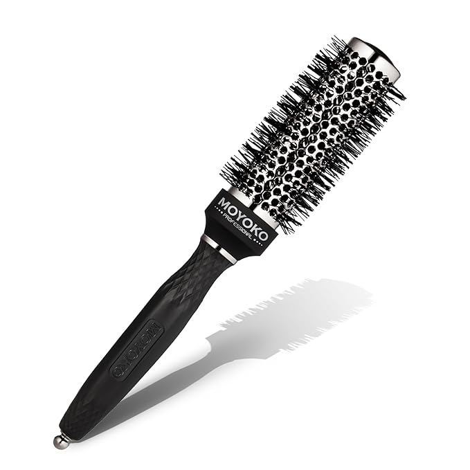 Silver Arch Round Brush for Blow Out (35mm) Professional Metal Round Hair Brush for Blow Drying Hair with Sectioning Pin, Salon Quality Honeycomb Design with Anti-Static Ionic Technology