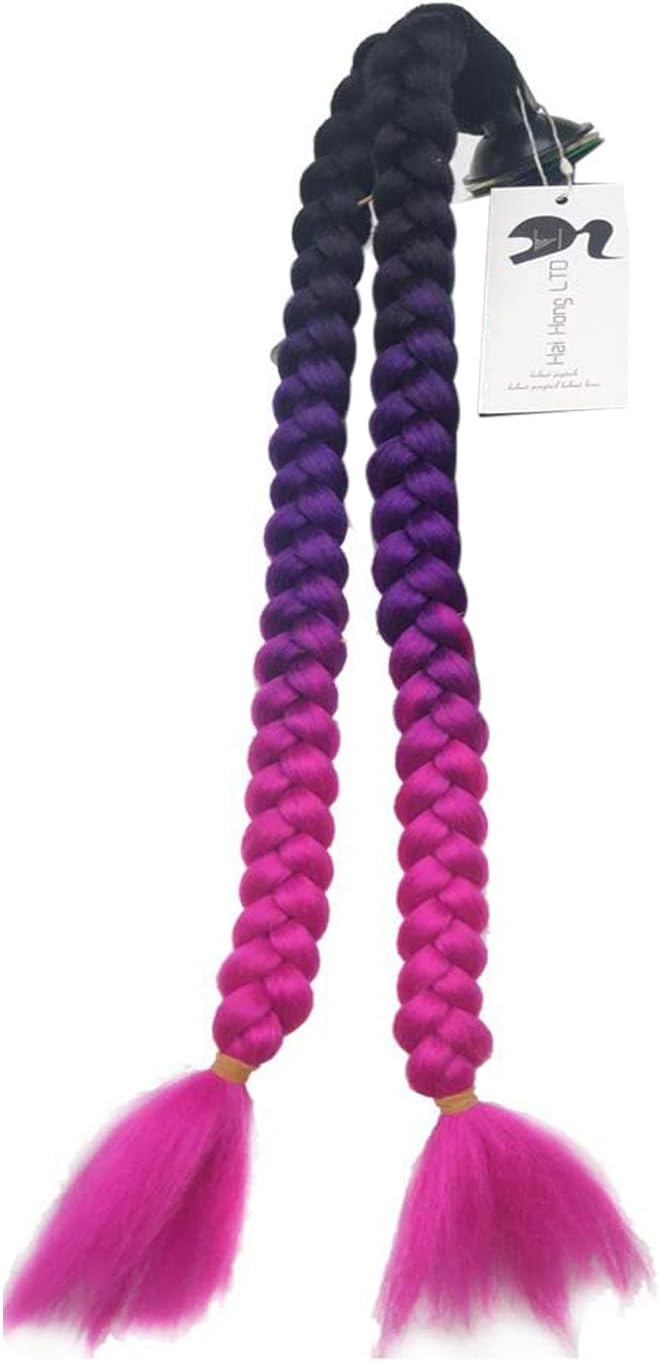 Helmet Pigtail Motorcycle Helmet Ponytail Bicycle Helmet Braids Hair Tails Used for Any Helmets/Reusable Design 24Inch 2pcs Together (Helmet Not Included)