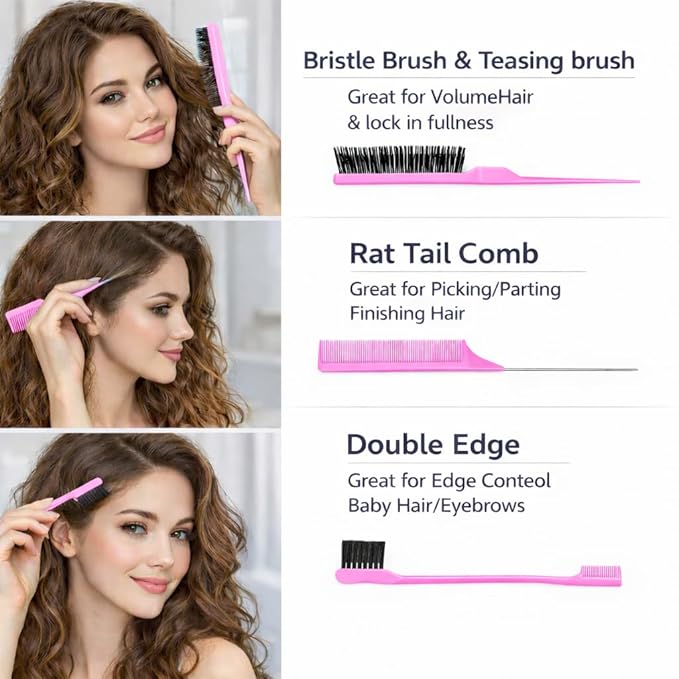 Detangler Brush for Curly Hair, Lightweight Curly Hair Brush with Vented Design for Easy Glide, Effortlessly Detangles Without Pulling or Snagging, Suitable for All Wet and Dry Hair Types (Pink)