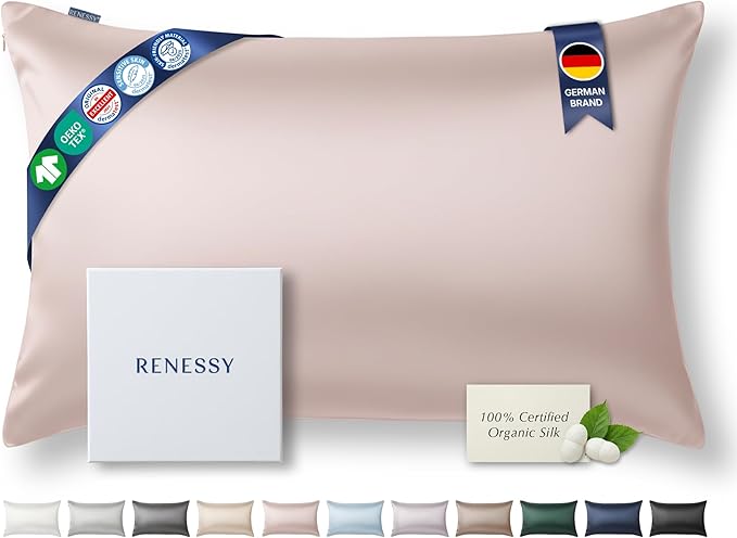 Premium Silk Pillowcase 100% Organic Mulberry Silk, 22 Momme, Grade 6A - Oeko-Tex Certified in Germany - Luxury for Hair & Skin, 1 Piece (King Size 20x36 Inches, Heavenly Pink)