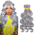 30 32 34 Inch Gray Bundles Human Hair Grey Body Wave Bundles Niegmeag Brazilian Virgin Remy Hair Extensions Double Weft Soft And Silky Silver Body Wave Bundle