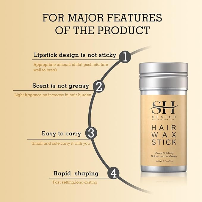 SEVICH Hair Wax Stick for Women & Kids, Hair Styling Waxes, Slick Back Hair Products, Only 90 Seconds,Hair keeps the Style 24H,75g