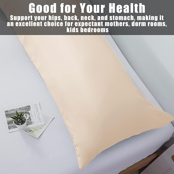 Body Pillow Cases Cover, Bamboo Rayon Body Pillowcases with Zipper Closure, Cooling and Breathable Pillow Case for Hot Sleepers and Night Sweats, 20x54 inches, Khaki