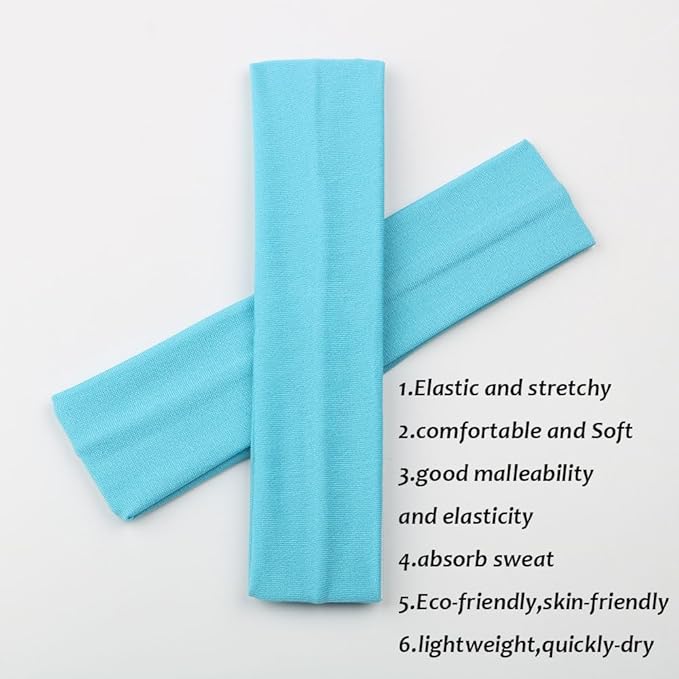 Yoga Sports Headbands,Pack of 24,Soft Elastic Stretchy Athletic Headband Workout Gym Sports Fitness Hair bands