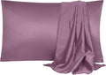 uxcell 2 Pack Silk Satin Pillowcase for Hair and Skin, Cool, Silky, Soft Breathable Pillow Cases Queen Size 20x30 Inch Sateen Pillowcase Mauve with Envelope Closure
