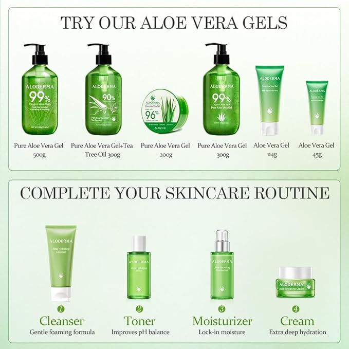 Aloderma 99% Organic Aloe Vera Gel for Face Made within 12 Hours of Harvest - Natural Hydrating Pure Aloe Vera for Soothing Skincare - Moisturizing Aloe Gel for Skin, Face, & Sensitive Skin, 4.02 oz