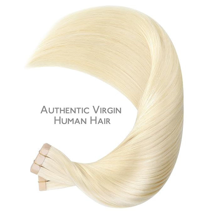 WENNALIFE Tape in Hair Extensions Human Hair, 40pcs 100g 24 inch Platinum Blonde Hair Extensions Real Human Hair Straight Tape in Extensions Invisible Extensions
