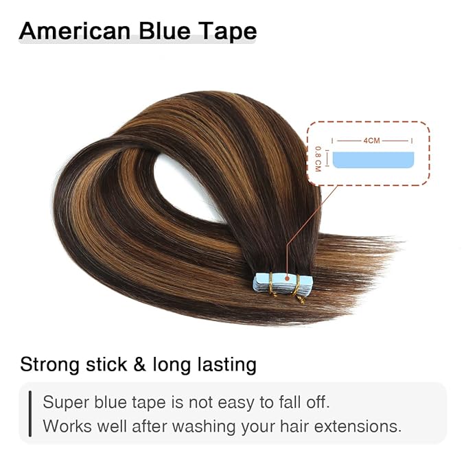 SUYYA Tape in Hair Extensions Human Hair Balayage Darkest Brown to Light Brown 14 Inch 40g/pack 20pcs Straight Seamless Skin Weft Tape in Real Human Hair Extensions(14inch #P2/8/T2)