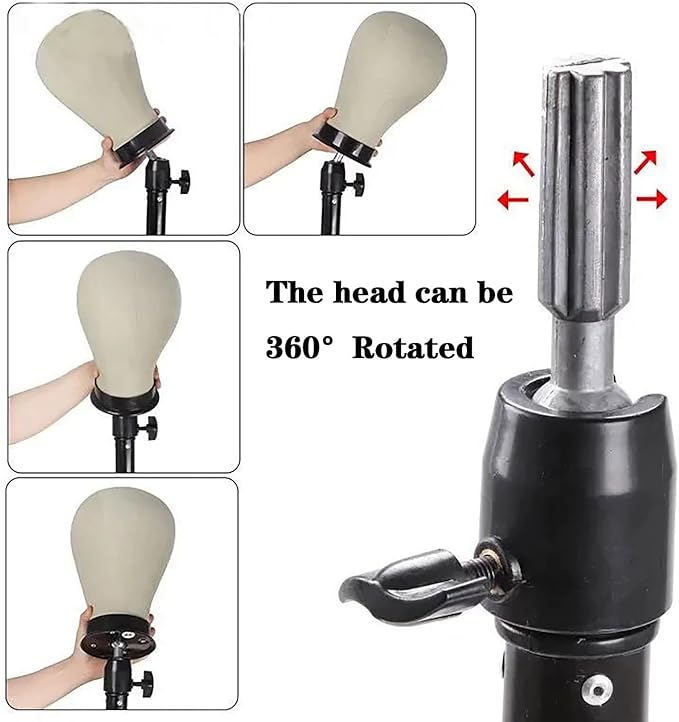 Generic Wig Stand Tripod 40"" Heavy Duty Reinforced Adjustable Mannequin Head Stand Tripod for Styling Cosmetology Hairdressing Training, Metal Wig Head Stand Holder with Wig Caps,Paddle Comb T-Pins