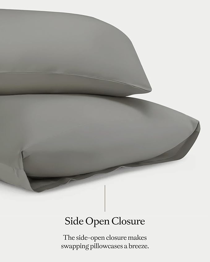 Cozy Earth King Pillowcases Set of 2 - Made of 100% Viscose from Bamboo, Ultra-Soft & Luxury, Woven from Naturally Breathable & Lightweight Fabric - Dove Grey
