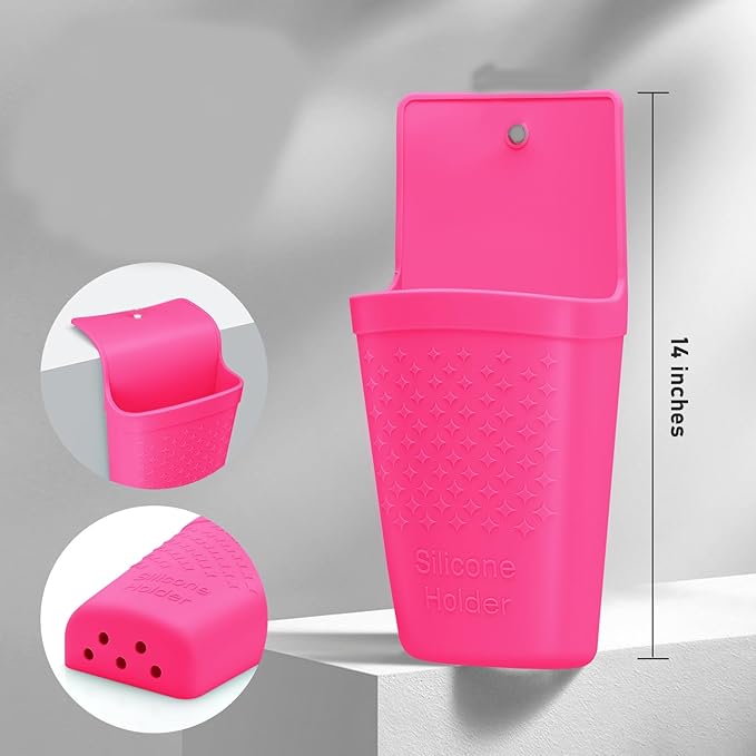 ZAXOP Flat Iron/Curling Iron/Hair Straightene/Hot Hair Tools Holder, Silicone Heat Resistant Mat Pouch Organizer.(Hotpink)