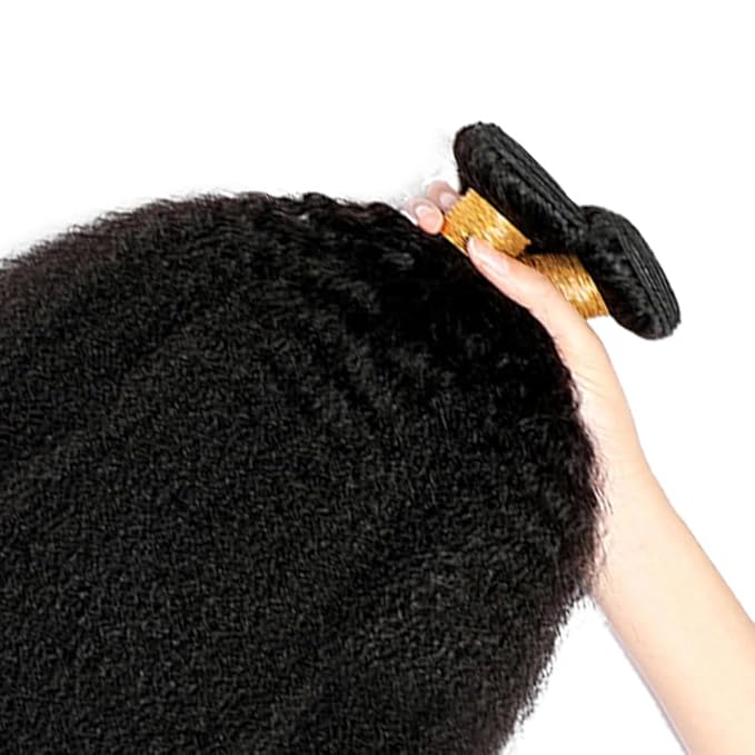 30 32 34 Inch Bundles Human Hair Natural Black Yaki Straight Bundles Brazilian Virgin Soft and Silky Remy Hair Extensions Niegmeag Double Weft Color 1B Kinky Straight Bundle 300g