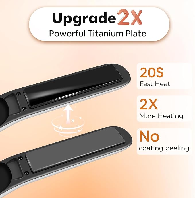 Cordless Hair Straightener, SUNMAY 2-in-1 Titanium Flat Iron Curler with Negative Ion, Dual NTC Temperature Control, 20s Fast Heat-Up, 3 Heat Settings, USB Rechargeable Portable Travel Straightener
