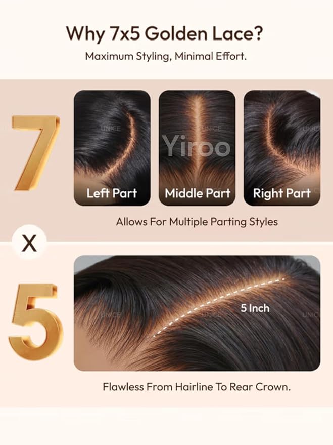 YIROO Chestnut Brown Ombre Yaki Straight 13x4 Pre Everything Frontal Glueless Wig Human Hair Pre Plucked Pre Cut,Bye bye Knots Wear and Go Drawstring Wigs Beginner Friendly 150% Density 22Inch
