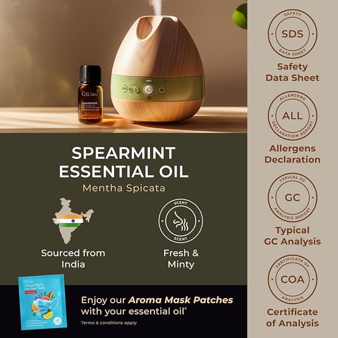 Gya Labs Spearmint Essential Oil - 0.34 Fl Oz - for Hair, Skin, Diffuser, Aromatherapy & DIY Candle Making Scent