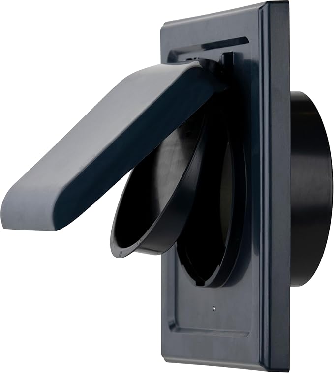 NO-PEST VENT, Exclusive Dual Door Dryer Vent Cover Outdoor 4 inch with Collar, Made in USA w Highest UV Resistant Plastic in any Outdoor Vent Cover (Deep Ocean Blue, 4" Plastic WIth Collar)