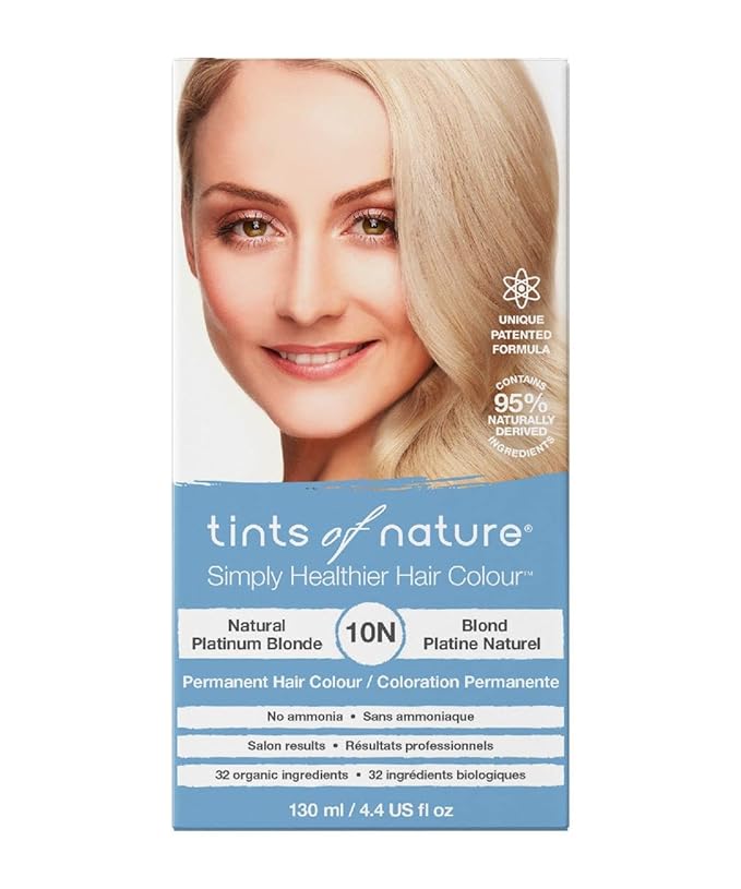 Tints of Nature 10N Natural Platinum Blonde Permanent Hair Dye, Nourishes Hair and Covers Greys, Ammonia-Free, 4.4 fl oz