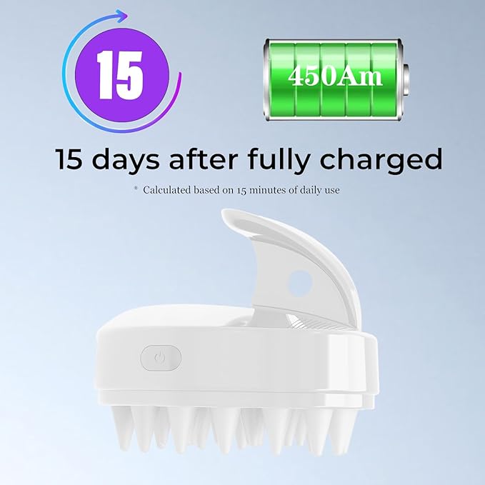 Hair Scalp Massager -Sonic Scalp Scrubber with Soft Silicone Bristles for Hair Growth & Dandruff Removal, IPX6 Waterproof Hair Shampoo Brush for Scalp Exfoliator (White)
