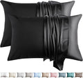 100% Silk Pillow Cases 2 Pack King Size Mulberry Silk Pillowcase for Hair and Skin Set of 2 Highest Grade 6A Silk Soft Breathable Cooling with Hidden Zipper, Black