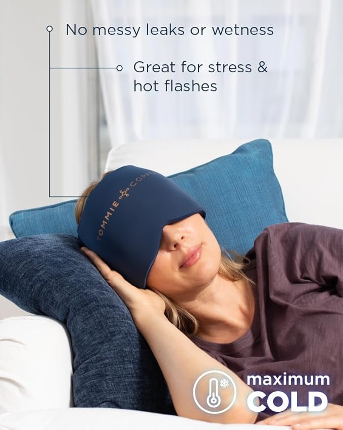 Tommie Copper BetterICE Head Wrap – Cold Compression Cap, Soft & Flexible Gel Ice Technology - One Size
