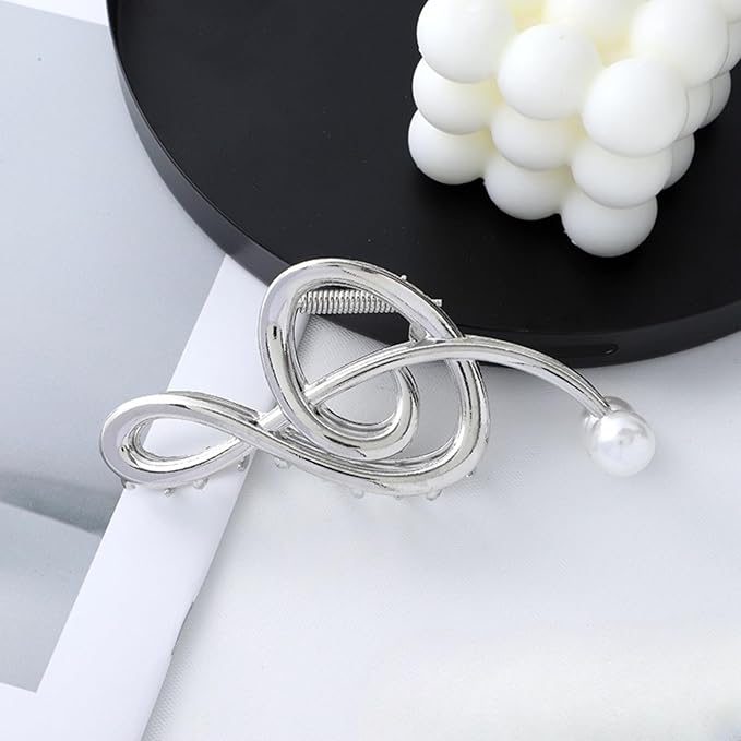 Music Note Hair Clips Metal Music Note Hair Claw Clips Musical Score Hair Claws With Pearl Large Clef Claw Clip Strong Hold Nonslip Hair Jaw Clip for Thin Thick Hair Stylish Hair Accessories for Women