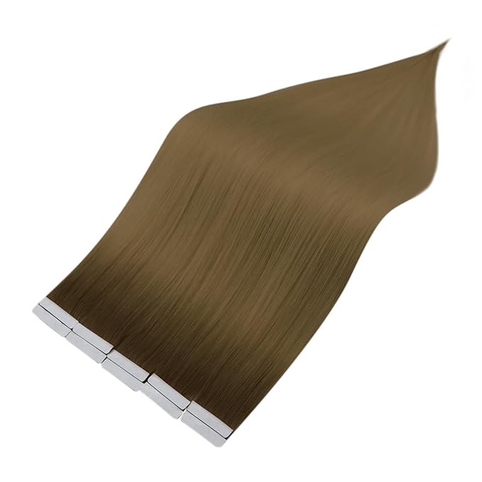 Full Shine Invisi Edge Injected Tape in Hair Extensions Human Hair Color R3 Dark Brown to 8 Light Brown Machine Remy Tape in Extensions Virgin Human Hair 12.5Grams 5Pcs 22Inch for Festivals
