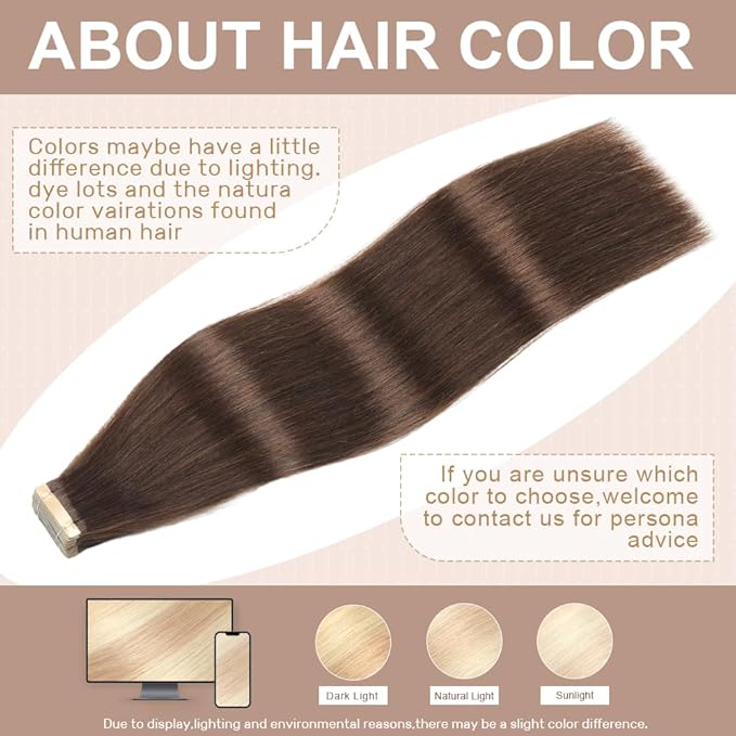 Tape in Hair Extensions Human Hair 12 Inch Human Hair 20Pcs Dark Brown Remy for Women Invisible Tape in Hair Extensions Real Human Hair