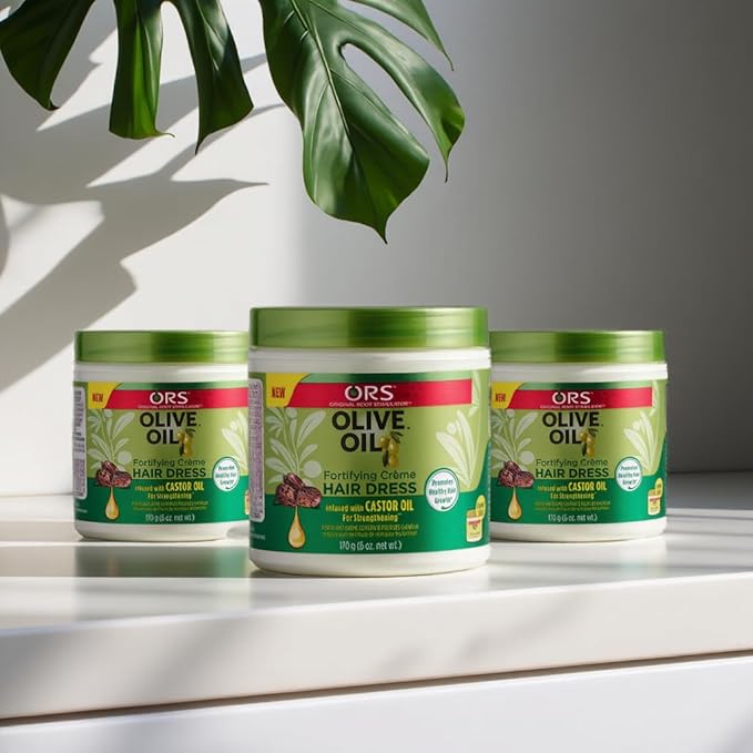 ORS Olive Oil Fortifying Cream Hair Dress Infused with Castor Oil for Strengthening 6 Ounce (Pack of 3)