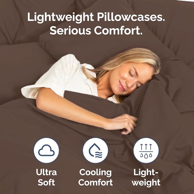 King Pillow Cases - 2 Pack - Super Soft Pillowcase Covers - Envelope Enclosure - Hotel Quality Pillow Protectors - Wrinkle Free, Fade, Shrink & Stain Resistant - Machine Washable - 20" x 40" (Brown)