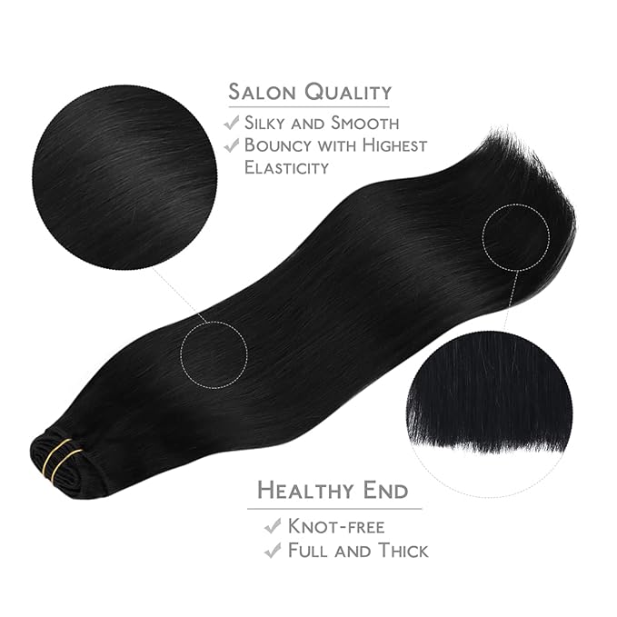 WENNALIFE Clip in Hair Extensions Real Human Hair, 12 Inch 80g 7pcs Remy Hair, Jet Black Straight Natural Extensiones De Cabello Humano Con Clip Ins
