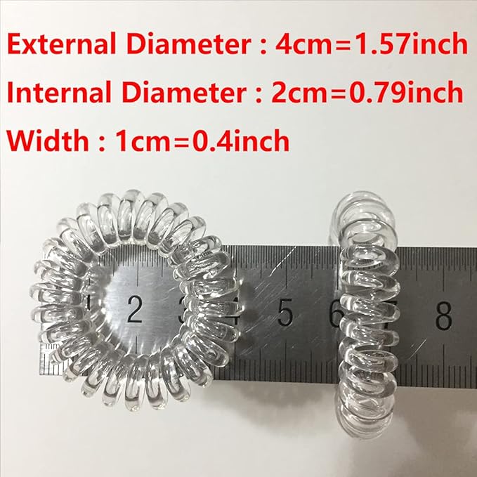 27 Pieces Spiral Coil Hair Ties: Waterproof Elastic Traceless Ponytail Holders, Colorless 1.58inch (4cm) No Crease Hair Bands