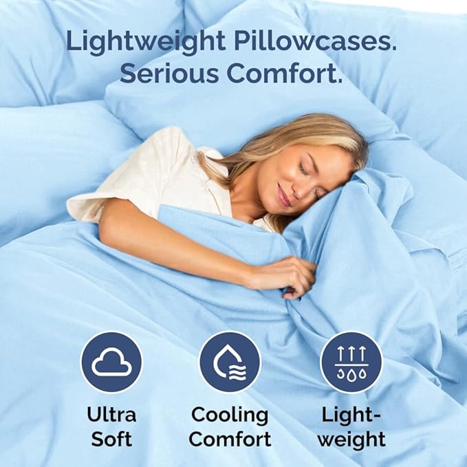 King Pillow Cases Set of 10 - Ultra Soft Hotel Quality Pillowcase Covers - Comfy. Cozy & Wrinkle Free - Shrink, Stain and Fade Resistant - Machine Washable Pillow Protectors - 10 Pcs Set - Light Blue