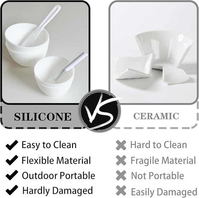 4Pcs Silicone Facial Mask Bowl DIY Face Mask Mixing Bowls for for Home Salon Spa Face Skin Applicator Bowl, White