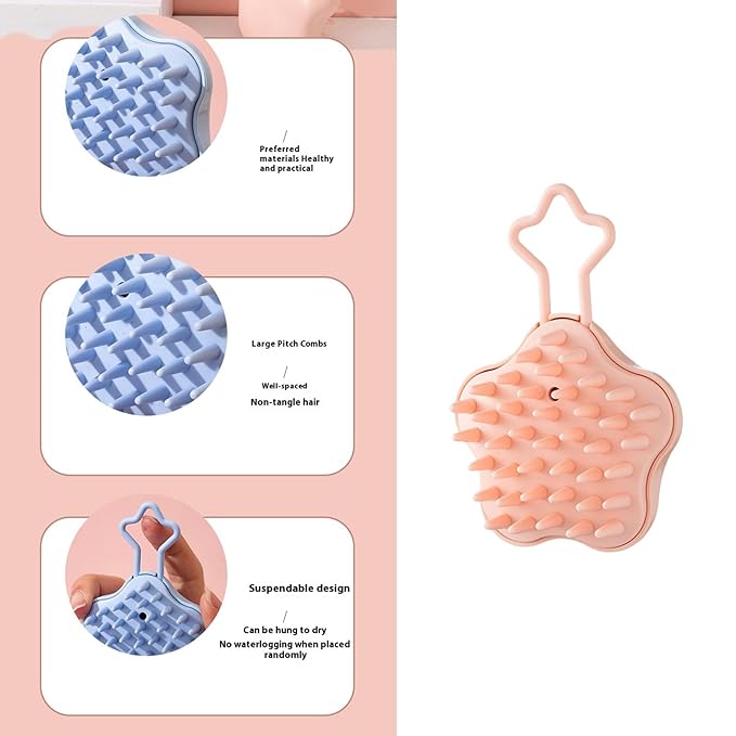 Silicone Scalp Massage Hair Washing Brush Wet and Dry Shampoo Brush Body Scrubber Bath Head Massage Brush