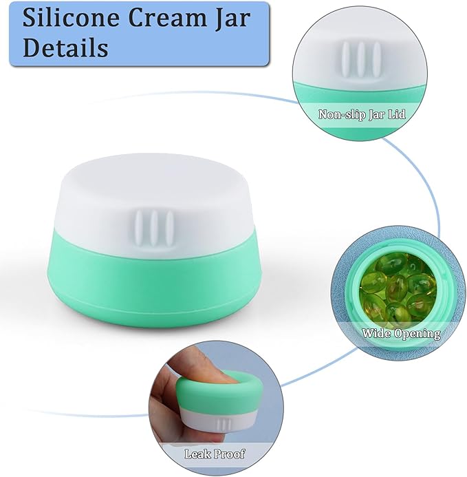 Travel Containers for Toiletries 6 Pack 0.7oz TSA Approved Size Silicone Jars With Lids Leak-proof Accessories for Cosmetic Makeup Cream