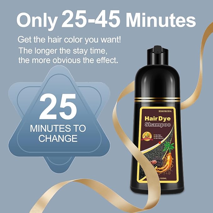 Hair Dye, Hair Dye Shampoo for Women & Men, Color Shampoo Hair Dye 16.13 Fl Oz, Safe and Natural Champu Para Canas (Dark Brown)
