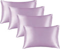 BEDELITE Satin Pillowcase for Hair and Skin, Super Soft Similar to Silk Pillow Cases 4 Pack with Envelope Closure, Cooling Pillowcases for Women Men (20"x30" Queen Size, Lavender)