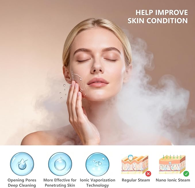 3 in 1 Facial Steamer, Hair Steamer, Air Humidifier Hot Mist Moisturizing Hydration System, Portable Facial Atomizer Spa for Personal Care Use at Home Salon