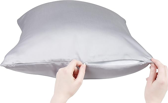 Anti Acne Pillowcase - King Size 20"x36" with Zipper, Premium 75% Viscose Derived from Bamboo, 25% Modal Blend, Gray, 1 Piece - Cooling Silky Satin Pillow Case - Oeko-TEX Certified