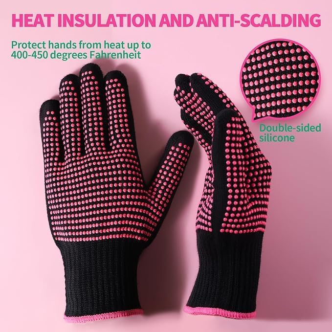 Heat‑Resistant Gloves–Silicone‑Grip Protection for Hair Styling, Curling & Flat Iron, Heat Press, Sublimation–Universal Fit