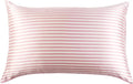 THXSILK Mulberry Silk Pillowcase for Hair and Skin Health, Grade 6A+ Mulberry Silk Pillowcase with Hidden Zipper, Soft and Breathable, 1pc (Queen 20"x30", Pink White Stripes)
