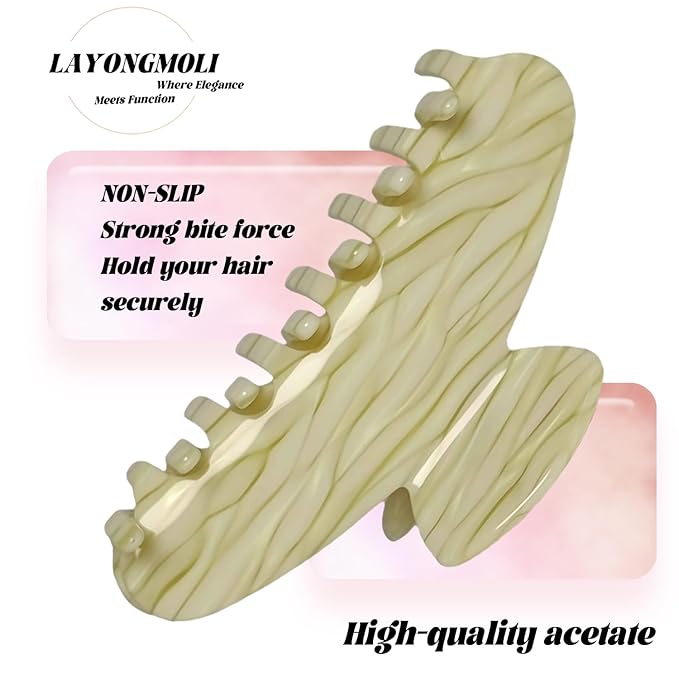French Hair Claw Clips for Women Grils,4 Inch Strong Hold No Slip Grip Accessories Acetate Material,Not Easily Damaged,Thick or Thin Hair (Yellow)