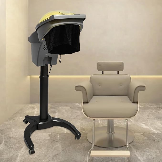 Bepritm 7 Light Hair Steamer, Standing Deep Conditioning Hair Steamer with Adjust Height & Wheels, 700W Hooded Micro Mist Ozone Scalp Hydration Steamer for Salons, Barbershops (Black)