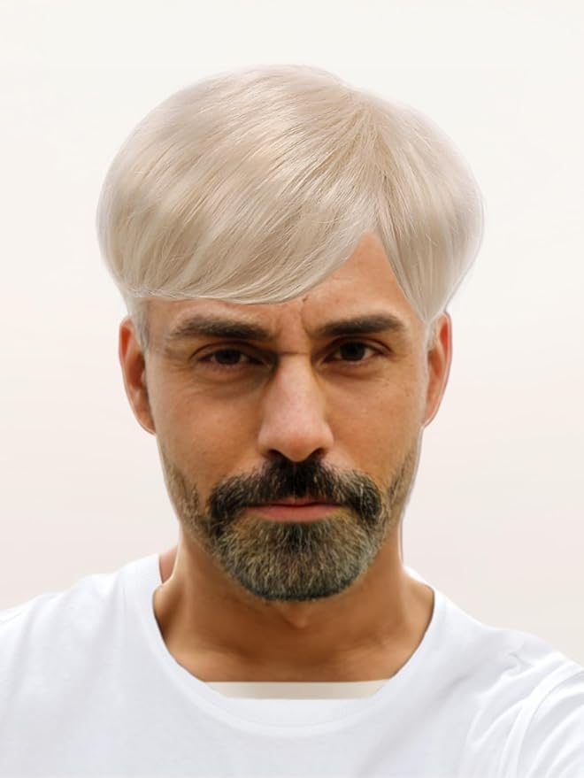 H&Bwig Men Short Toppers Hairpiece Clip in Hair Extensions for Covering White Loss Hair Toupee (Blonde6063#613)