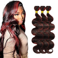 99j Bundles Human Hair P1B99j Body Wave Bundles 2 Tone Black and Burgundy Bundle 12 12 12 Inch Peruvian Unprocessed Virgin Remy Hair Extensions