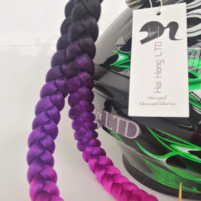 Helmet Pigtail Motorcycle Helmet Ponytail Bicycle Helmet Braids Hair Tails Used for Any Helmets/Reusable Design 24Inch 2pcs Together (Helmet Not Included)